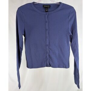 Streetwear Society Blue Ribbed Cardigan Small Cropped Y2K Cottagecore Coquette